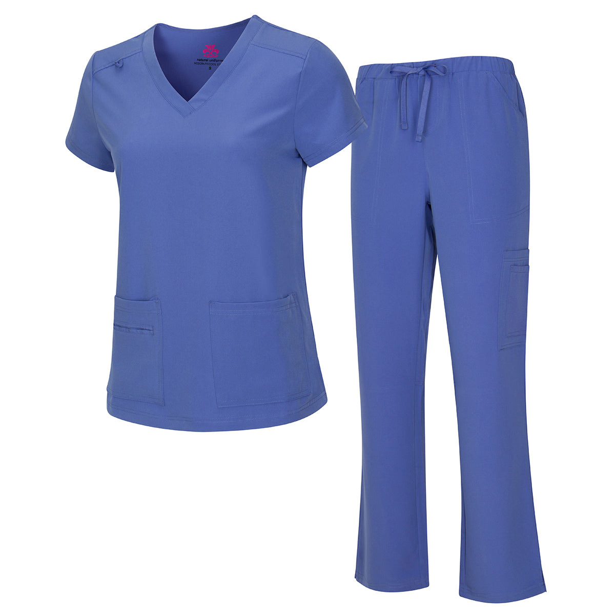 Natural Uniforms Women’s Cool Stretch V‑Neck Top & Cargo Pant Set (Style 8400SET)
