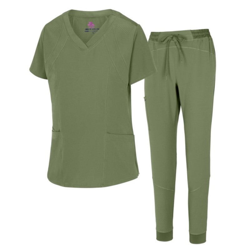 Natural Uniforms Women’s Cool Stretch Jogger Scrub Set (Style 8500SET)